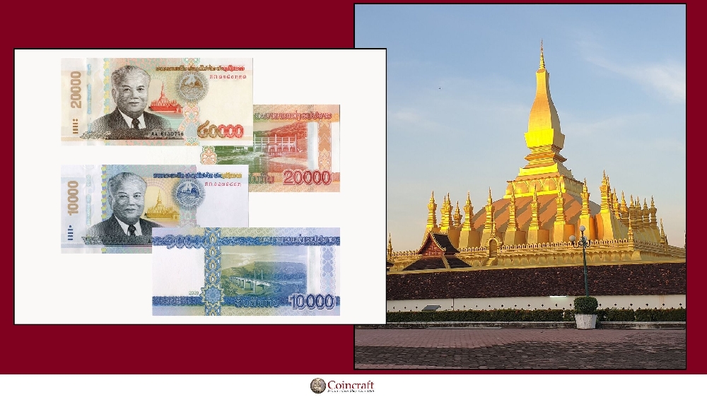 Lao Kips Featuring Wat That Luang Stupa - Coincraft
